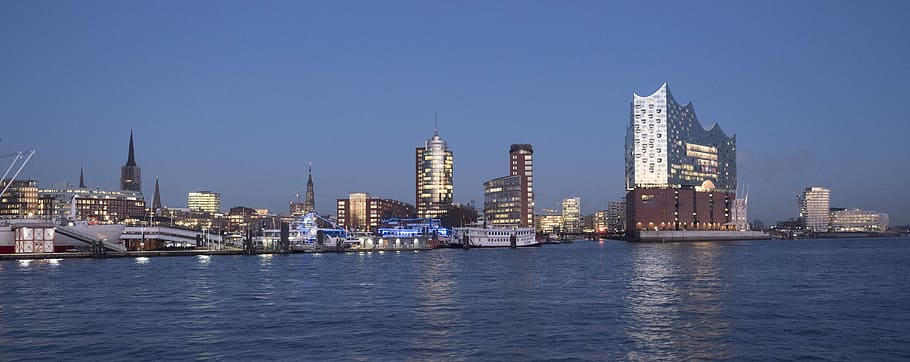 architectural photography of buildings, Hamburg, Germany, Harbour City