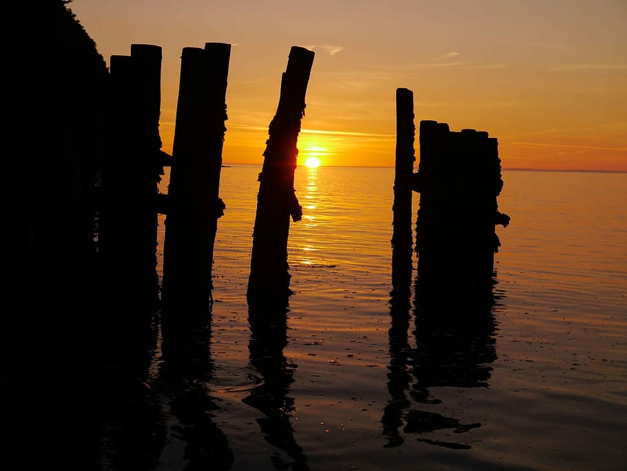 Romantic, Sunset, England, Nature, Sea, abendstimmung, silhouette HD wallpaper