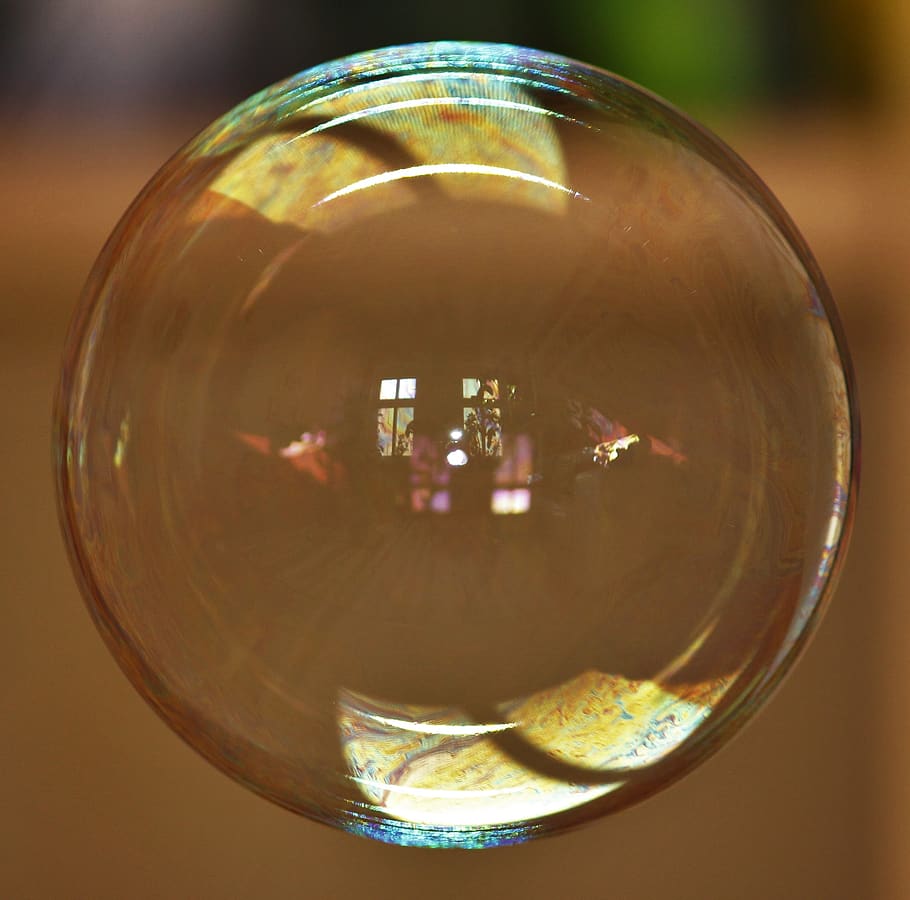 soap bubble, reflection, ball, liquid, mirroring, sphere, close-up HD wallpaper