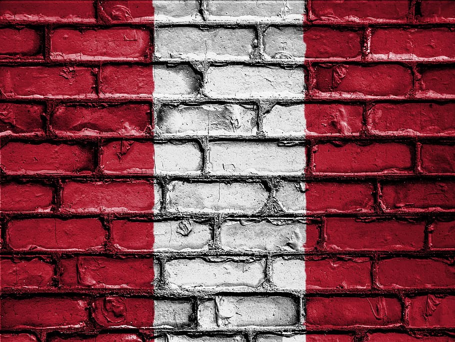 red and grey brick wall, flag, banner, nation, emblem, country HD wallpaper