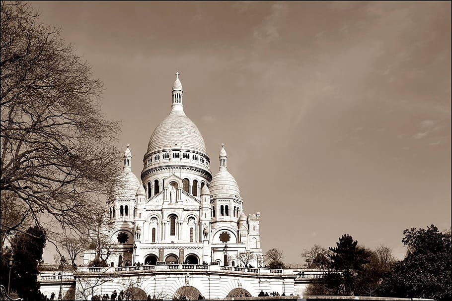 Sacred Heart, Paris, Monument, montmartre, france, basilica, HD wallpaper