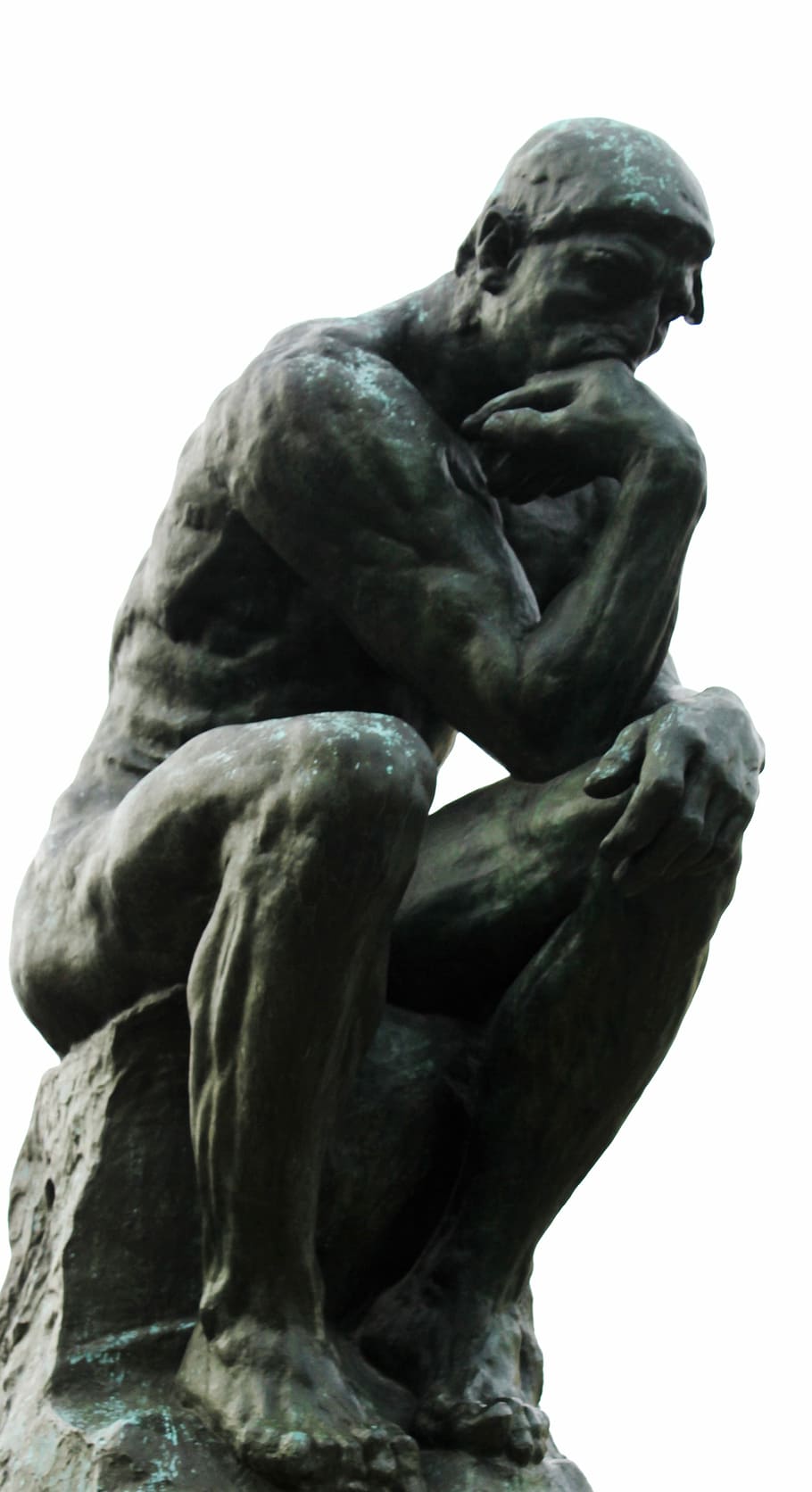 low-angle photography of sitting man statue during daytime, Thinker