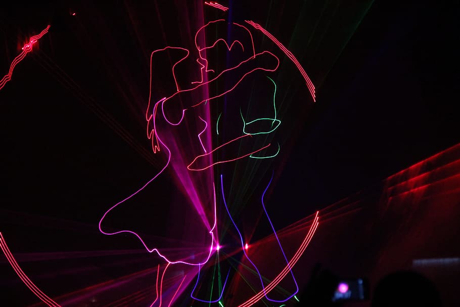 man and woman hugging each other LED decor, Laser, Girl, Couple