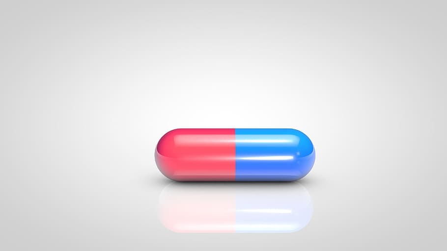 red and blue medication pill, capsule, remedy, medicine, pills, HD wallpaper