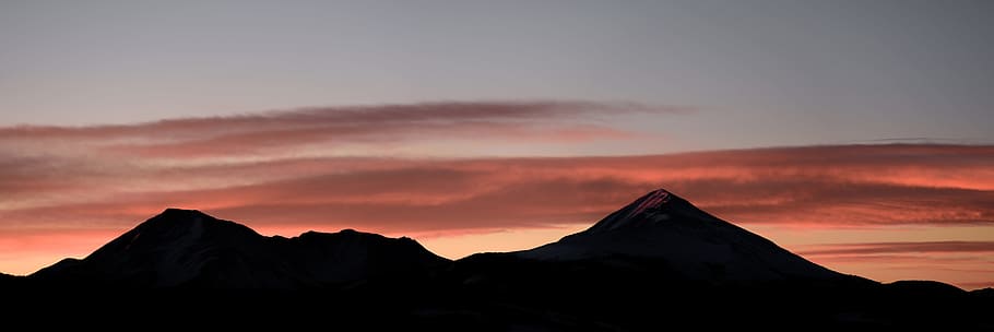 silhouette photo of mountains in sunset, silhouette of mountains HD wallpaper