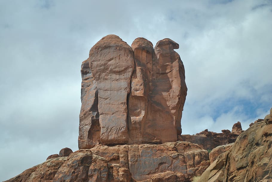rock, nature, brown, solid, cloud - sky, rock - object, rock formation HD wallpaper