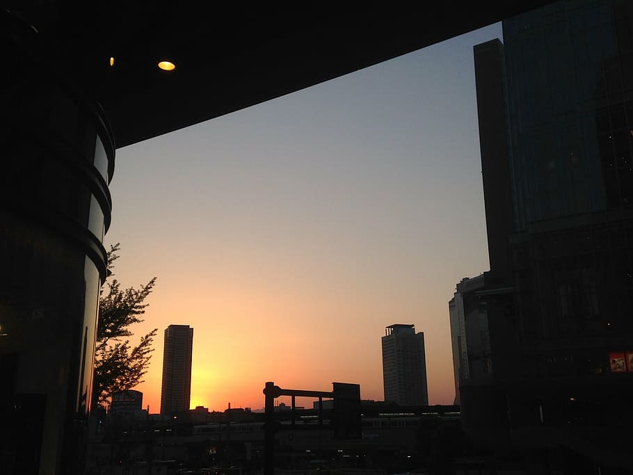 sunset, skyline, silhouette, bill, calm, views, nostalgic, the sorrow HD wallpaper