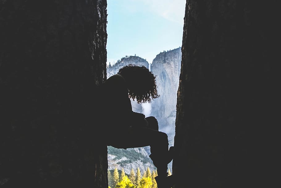 hill, cliff, landscape, rocks, dark, black, nature, silhouette HD wallpaper