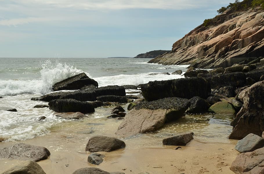 beach, rock, more, water, golf, branding, splashes, landscape HD wallpaper