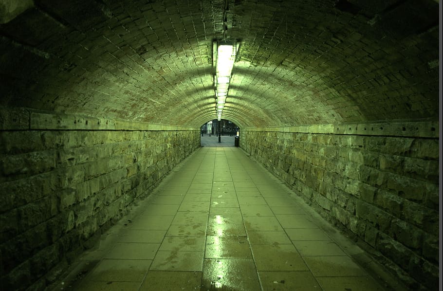 empty concrete tunnel, subway, background, architecture, stone HD wallpaper