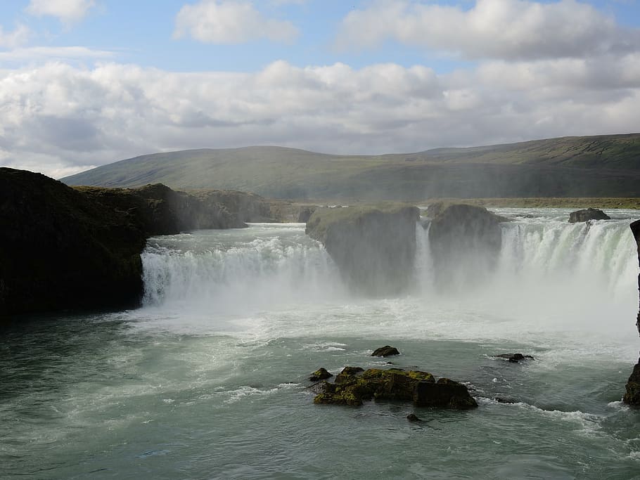 waterfall, iceland, nature, scenics - nature, beauty in nature HD wallpaper