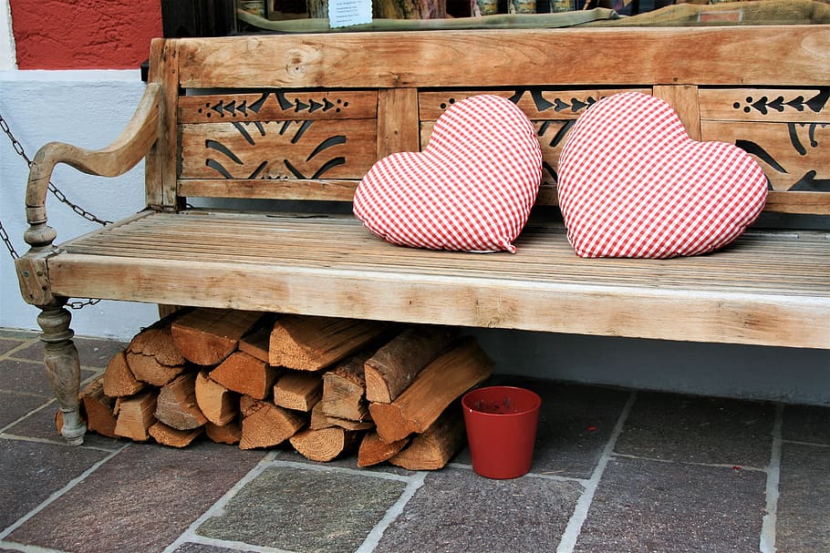 heart, romantic, bench, decoration, ornaments, shoe, wood - material HD wallpaper
