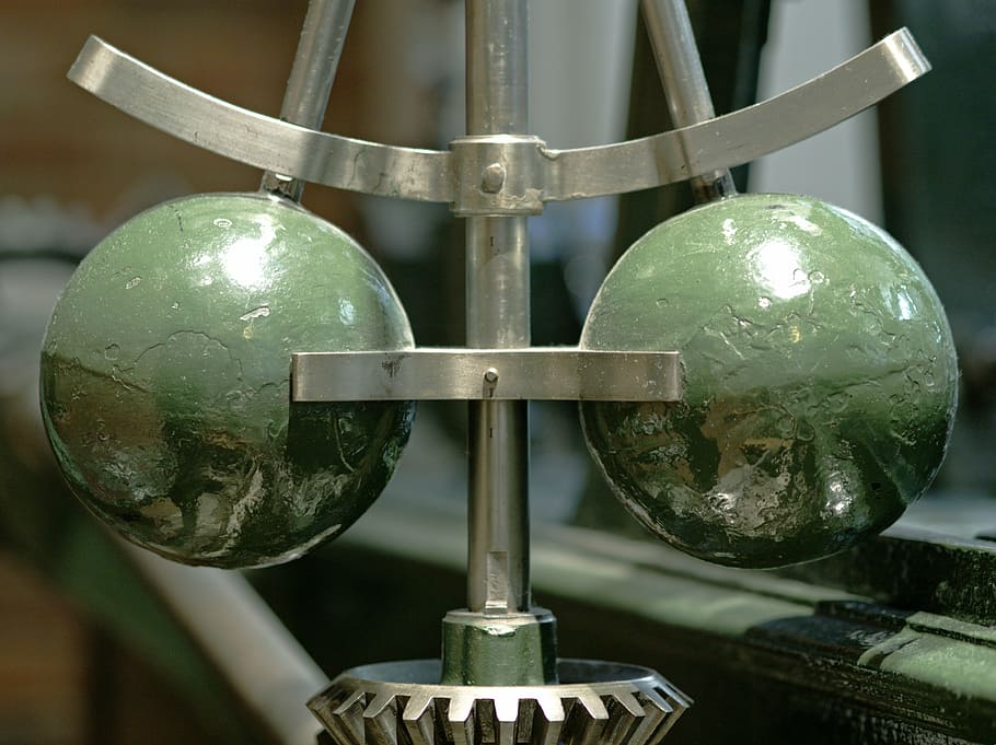 green and gray table decor, steam, engine, governor, centrifugal, HD wallpaper