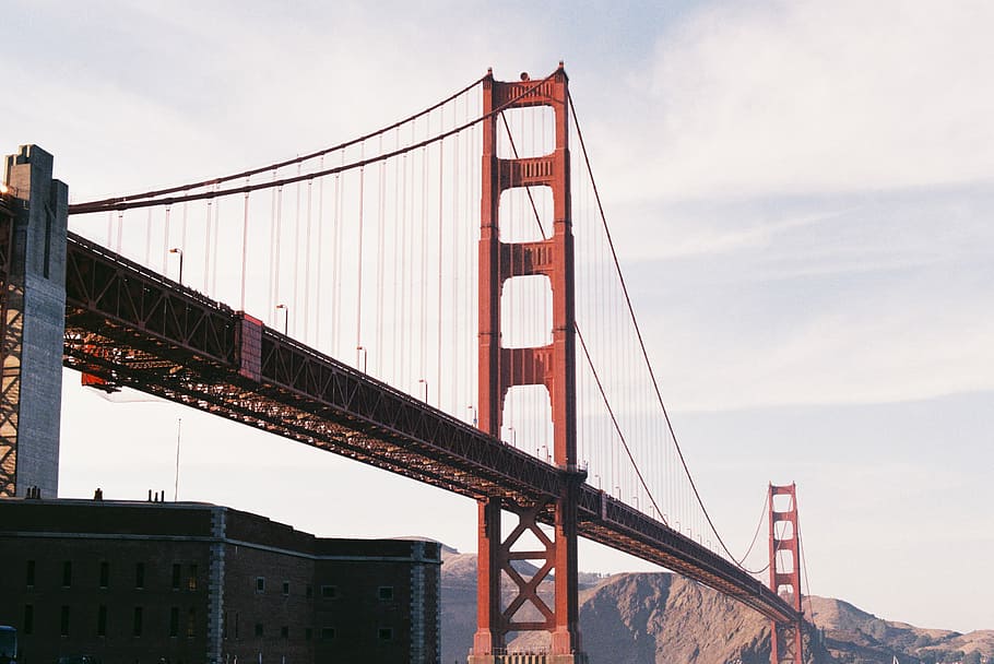 Golden Gate Bridge in the sunset, Golden Gate Bridge at San Francisco HD wallpaper