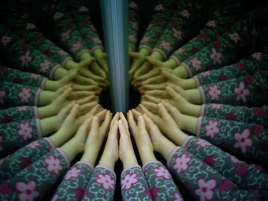 Hands, District, Mirroring, children's hands, no people, large group of objects HD wallpaper