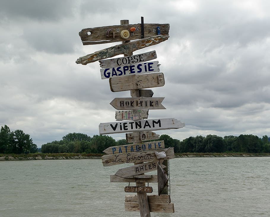 panel, travel, direction, text, cloud - sky, communication HD wallpaper