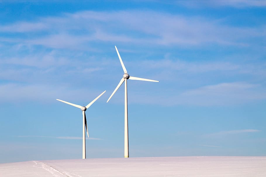 pinwheel, sky, winter, power generation, wind power, windräder HD wallpaper