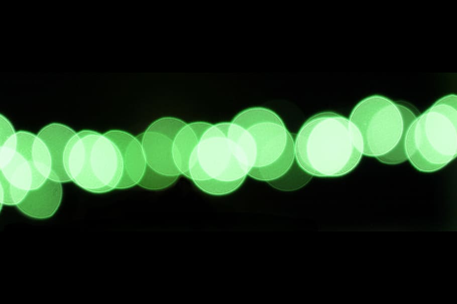 bokeh, green, light, illuminated, defocused, black background HD wallpaper