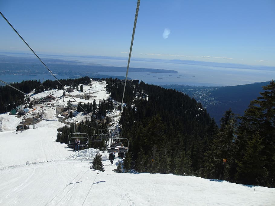 cable cart, view, snow, canada, landscape, winter, cold temperature HD wallpaper