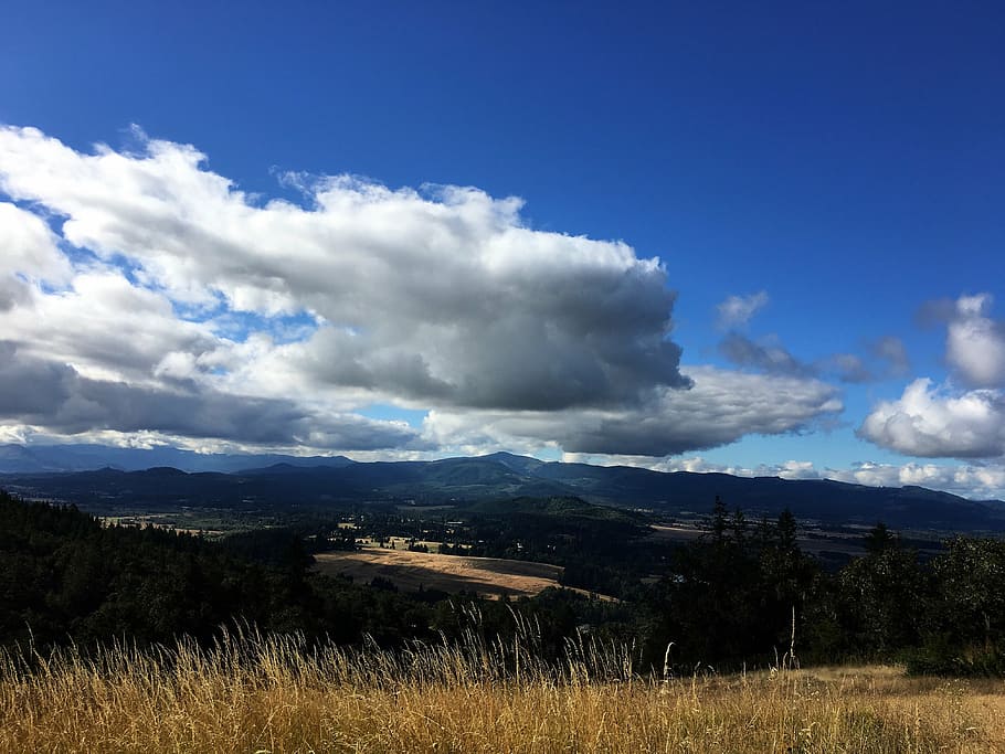 mountain, clouds, field, landscape, travel, beautiful landscape HD wallpaper