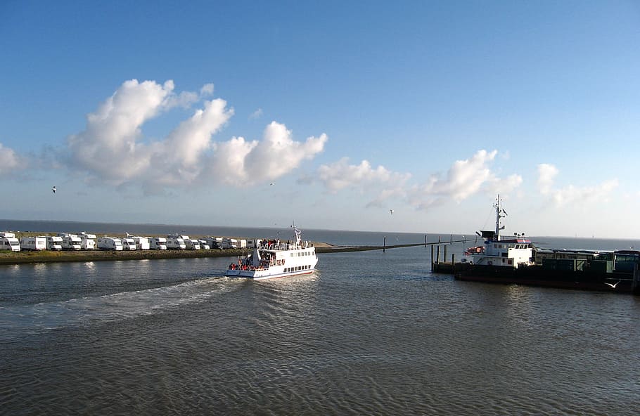 coast, port, boot, water, nautical vessel, transportation, sky HD wallpaper
