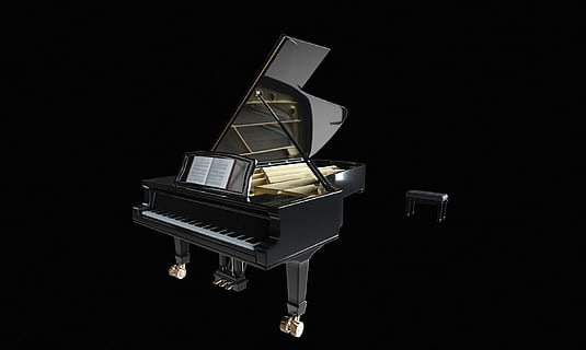 black wooden grand piano, wing, keys, classic, instrument, keyboard instrument HD wallpaper