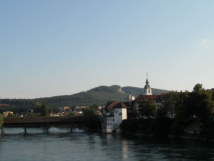 Aare river at the old city of Olten in Switzerland, photos, landscape, HD wallpaper