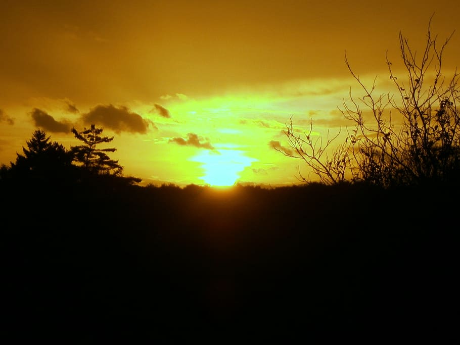 sunset, afterglow, evening sky, romantic, clouds, nature, rest HD wallpaper