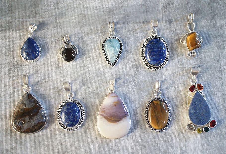 assorted stone pendant lot, gemstone, pendants, jewelry, bunch HD wallpaper