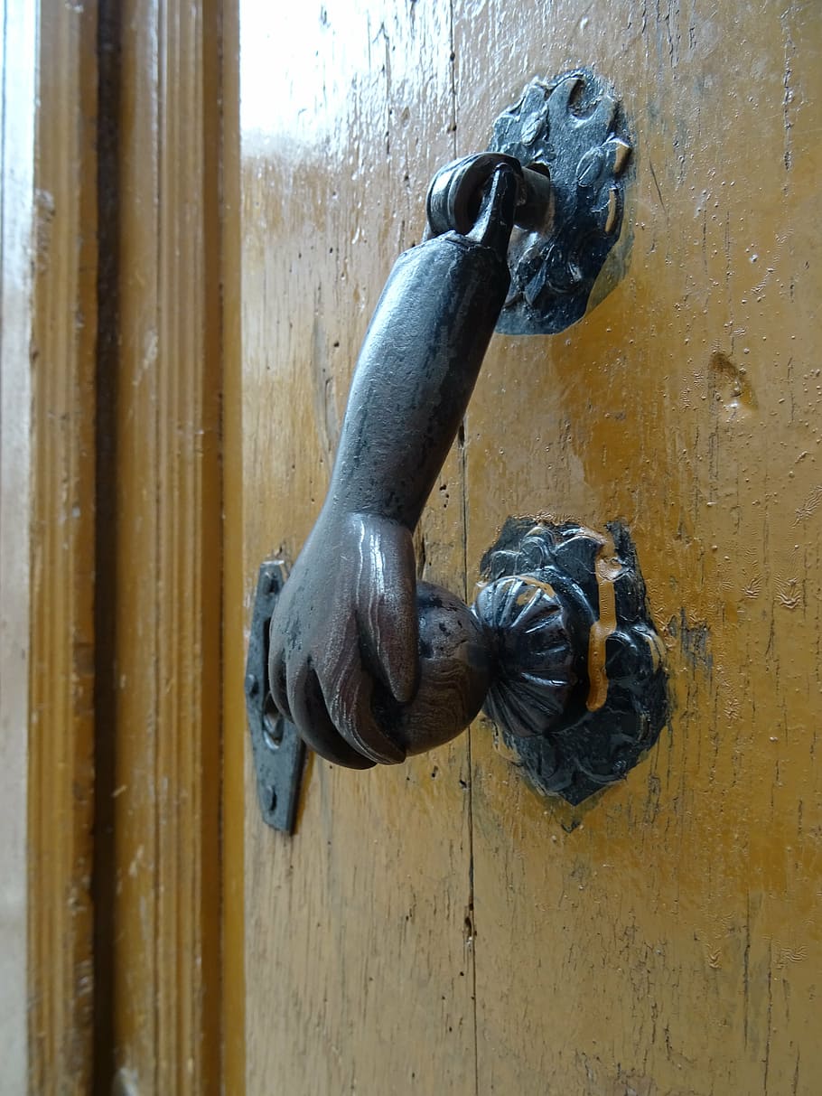 caller, door, house, protection, safety, wood - material, metal HD wallpaper