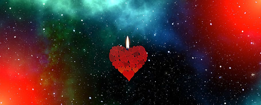 red heart candle illustration, banner, header, star, christmas HD wallpaper