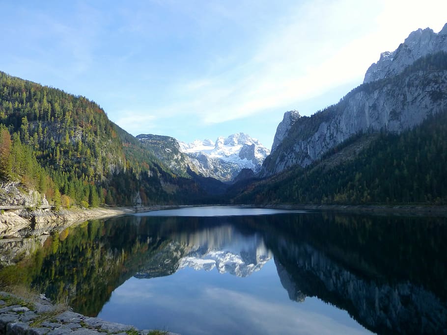 mirroring, lake, mountain, beauty in nature, tranquil scene HD wallpaper