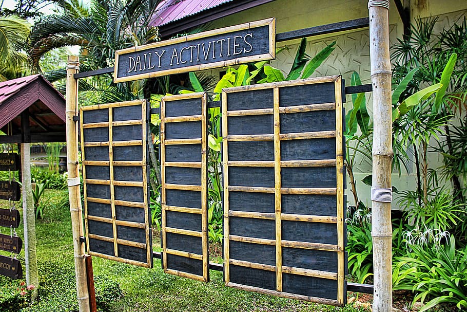 brown wooden Daily Activities board, shield, to do list, holiday HD wallpaper