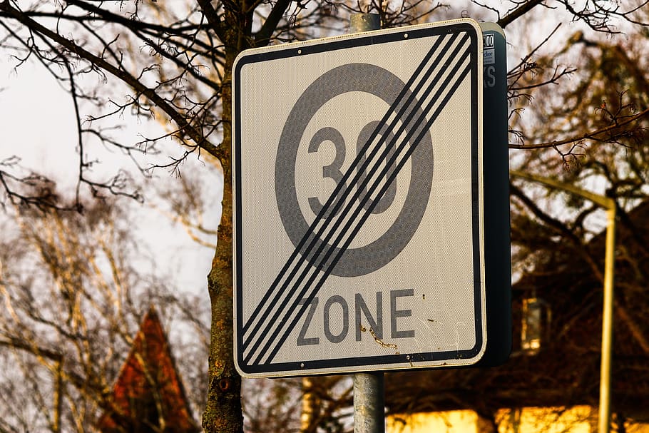 Shield, Zone 30, Street Sign, speed limitation, to an end zone 30, HD wallpaper