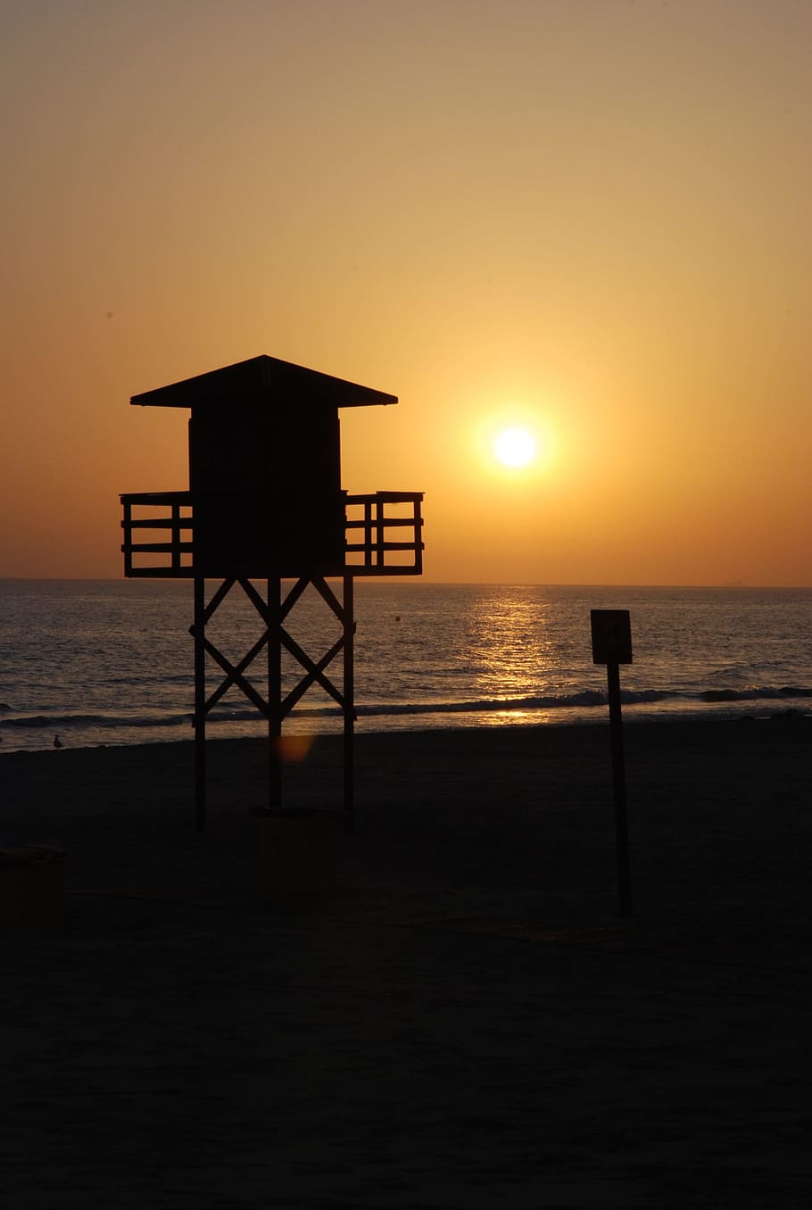 sunset, cadiz, beach, sea, sky, water, horizon over water, architecture HD wallpaper