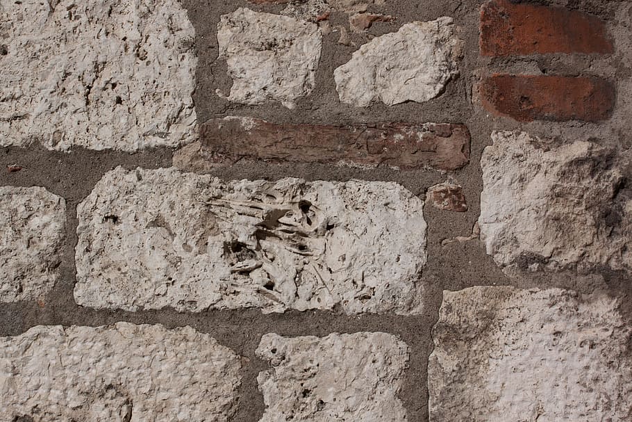 Wall, Limestone, Brick, Hard, whitish, red, bricked, fund, background HD wallpaper