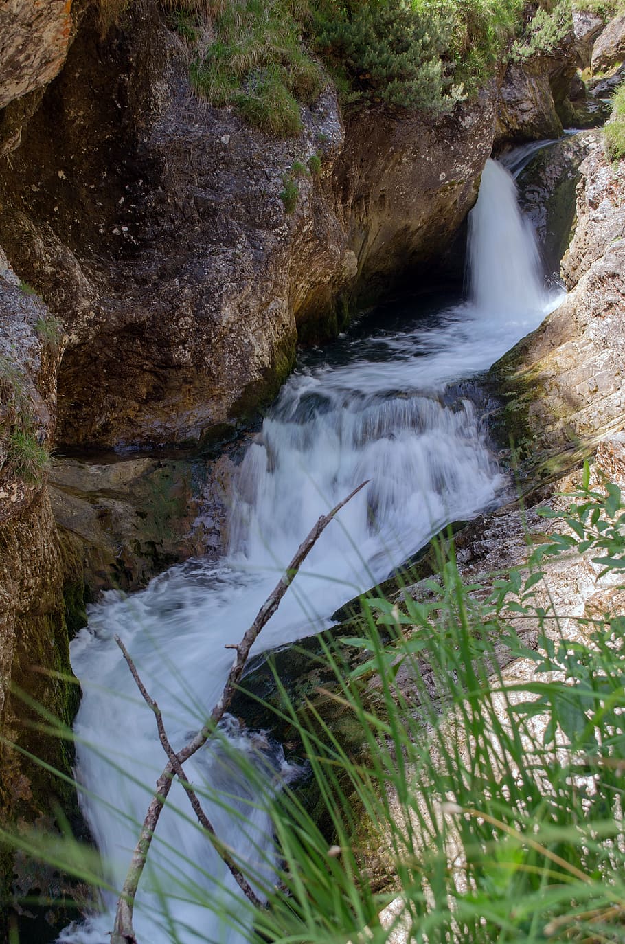 white creek canyon, water, waterfall, gorge, rest, alpine, nature, HD wallpaper