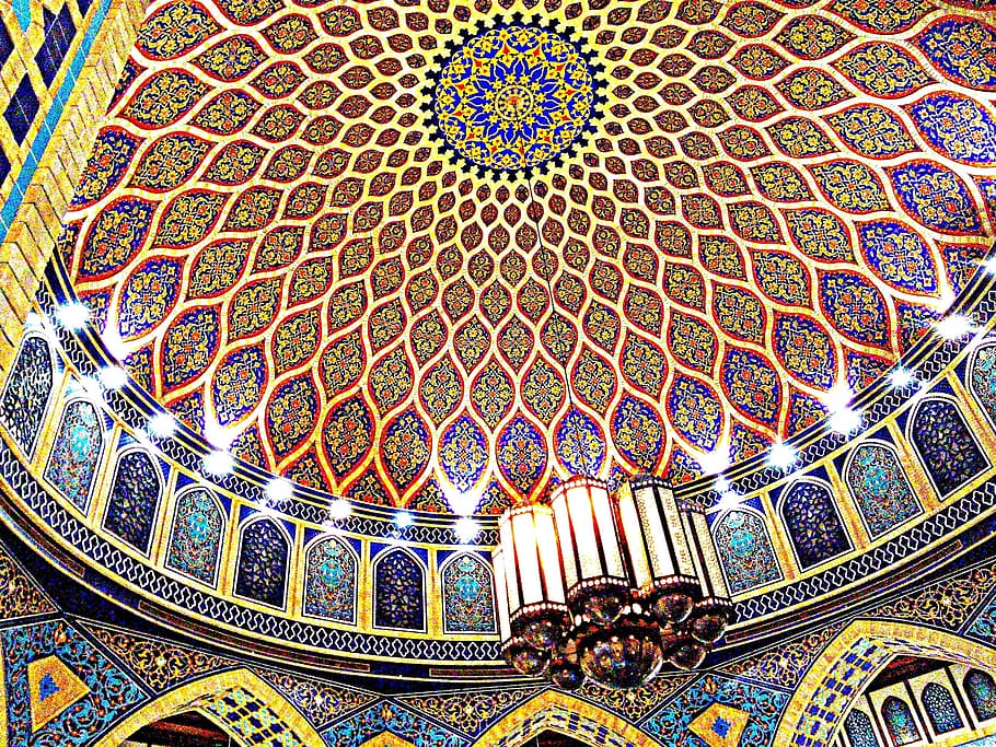 oriental dome ceiling, architecture, dubai, mall, uae, united, HD wallpaper