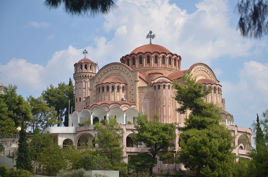 Church, Orthodox, Religion, Thessaloniki, europe, saint, architecture, HD wallpaper