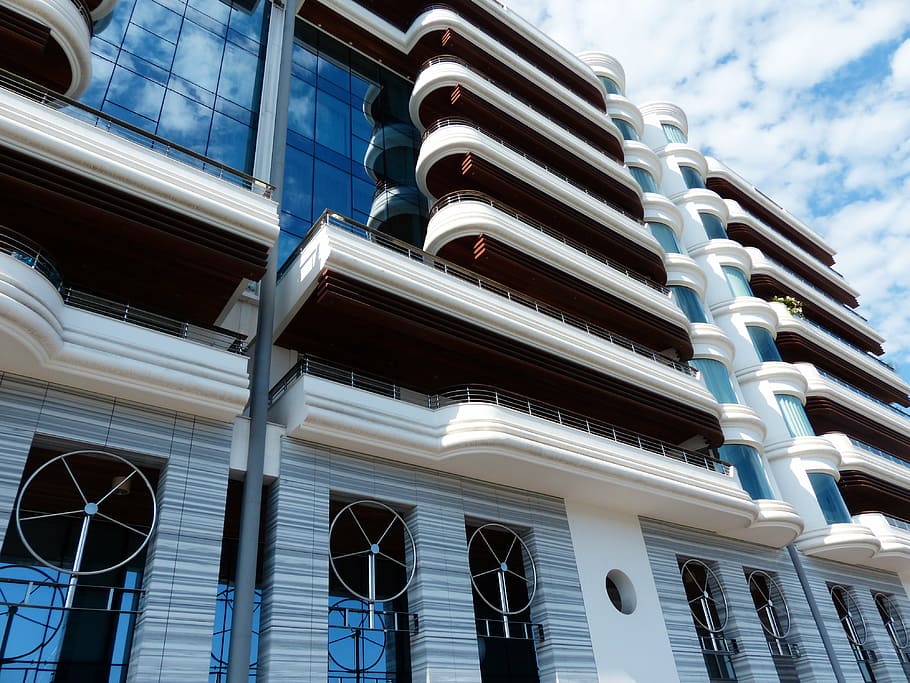 hotel, skyscraper, architecture, facade, glass, glass facade HD wallpaper