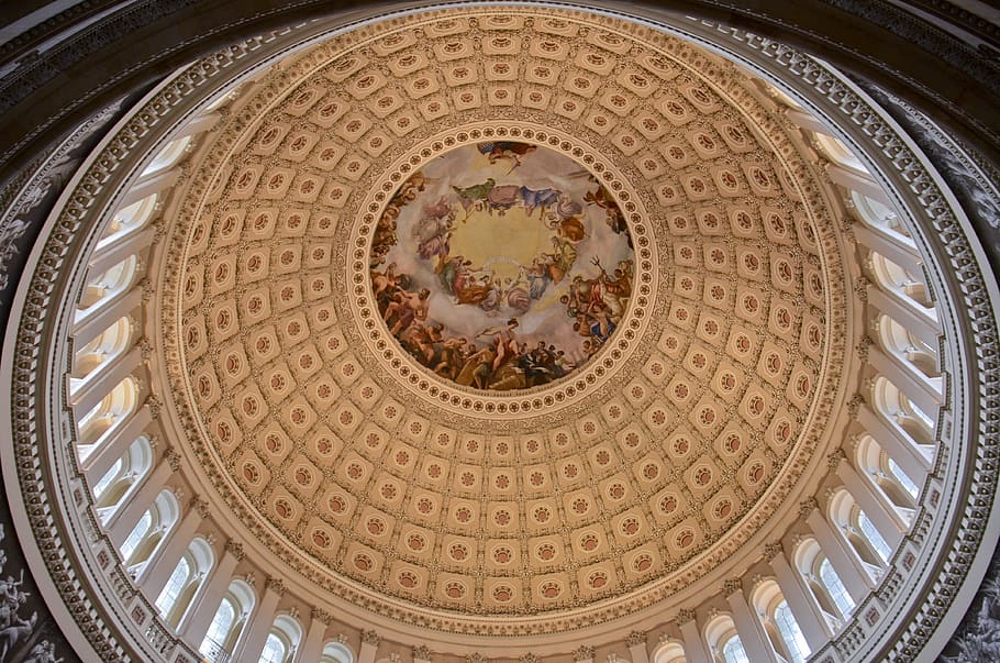 cathedral interior, capitol, dome, government, architecture, congress, HD wallpaper