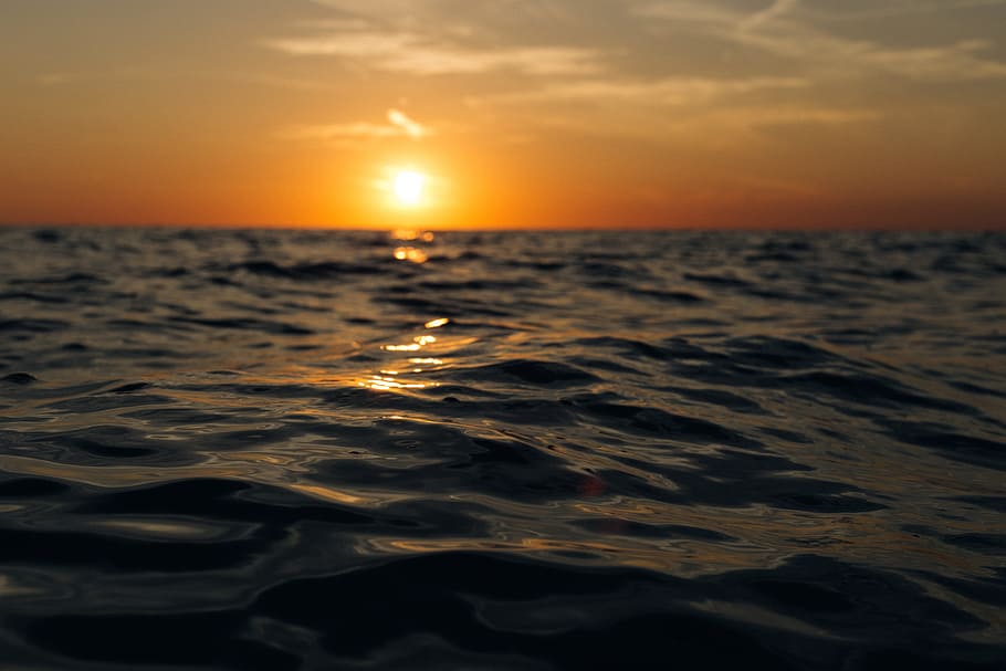 sea, dawn, nature, sky, clouds, evening, ocean, outdoors, reflections HD wallpaper