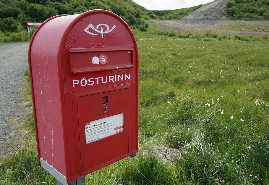 letter boxes, mailbox, red, iceland, post mail box, communication, HD wallpaper