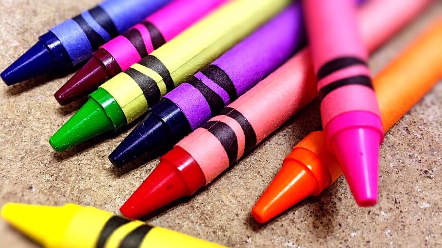 pile of assorted-color of crayons, colors, school, drawing HD wallpaper