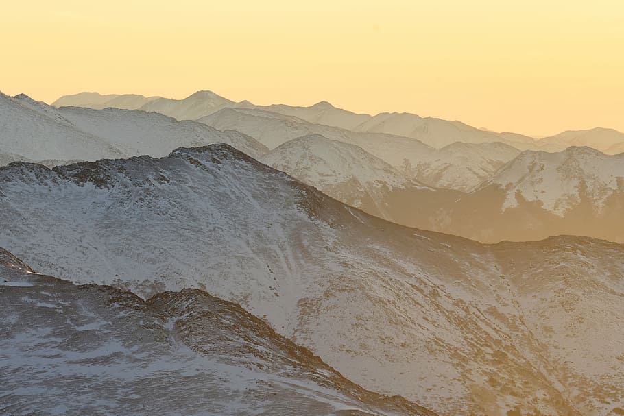 mountain cover with snow, snow mountains, mountain range, landscape HD wallpaper