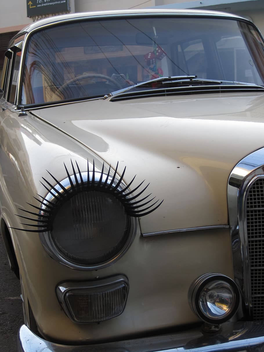 oldtimer, eyelashes, benz, nostalgia, car, motor vehicle, mode of transportation HD wallpaper