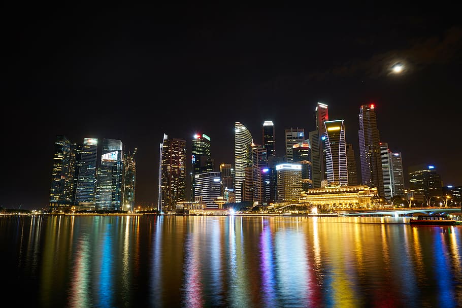 Shanghai cityscape, reflection, the work, hotel, asian, singapore HD wallpaper