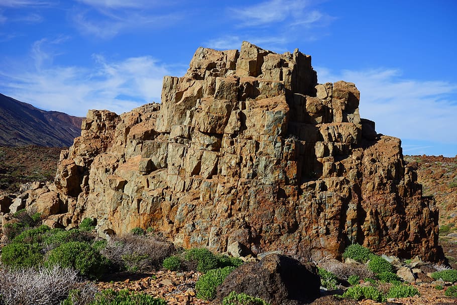 Level, Rock, Basalt, Lava, ucanca level, cliff, roque de garcia, HD wallpaper