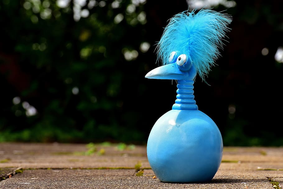 joker, blue, funny, weird bird, cute, feather, decoration, ceramic HD wallpaper