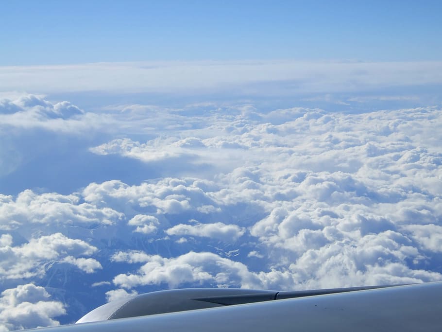 clouds, above the clouds, plane, flight, sky, nature, travel HD wallpaper